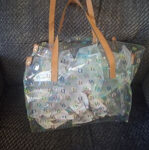 Dooney And Bourke Transparent Tote Bag with Tan Handles